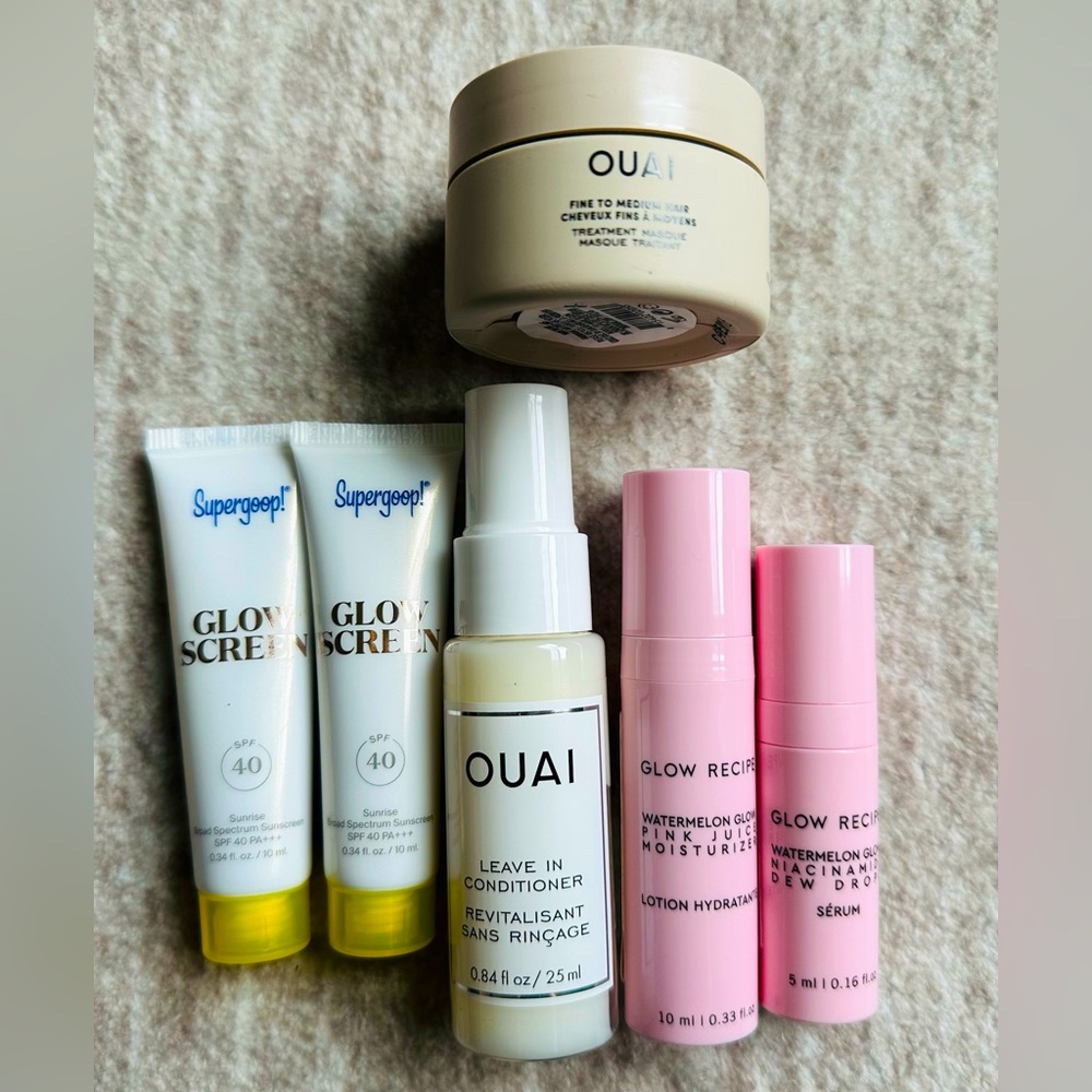 Ouai, Glow Recipe, and Supergoop Samples